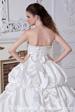 Strapless Floor-length Wedding Dress with Beading and Bows