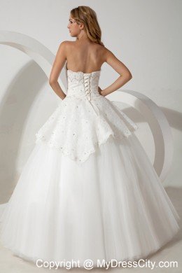 Pretty Long Tulle Ball Gown Sweetheart Beaded Wedding Dress