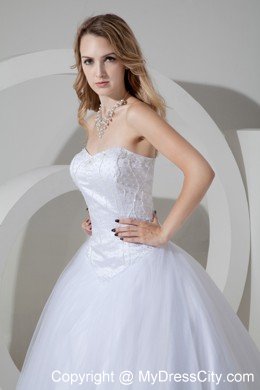 Cheap Tulle Princess Strapless Court Train Beaded Bridal Gown