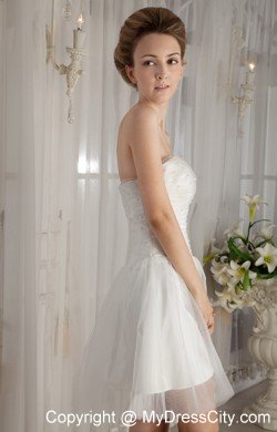 Princess Strapless Mini-length Organza Beaded Bridal Dress