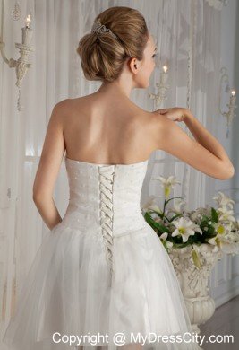 Princess Strapless Mini-length Organza Beaded Bridal Dress