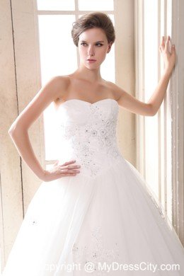 Sweetheart Beading and Appliques Wedding Anniversary Dress