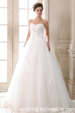 Sweetheart Beading and Appliques Wedding Anniversary Dress