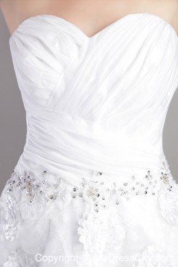 Sweetheart Ankle-length Flowers and Beading Wedding Dress