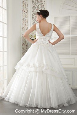 Organza Jeweled Neckline Beading and Ruching Bridal Gown