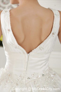 Organza Jeweled Neckline Beading and Ruching Bridal Gown