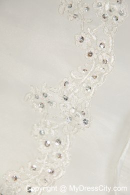 Organza Jeweled Neckline Beading and Ruching Bridal Gown