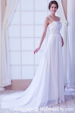 Appliques with Beading Empire Chiffon Wedding Dress with Straps