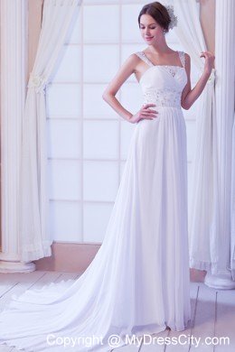 Appliques with Beading Empire Chiffon Wedding Dress with Straps