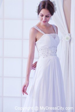 Appliques with Beading Empire Chiffon Wedding Dress with Straps