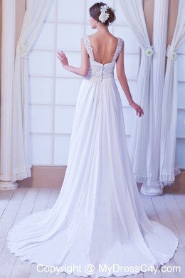 Appliques with Beading Empire Chiffon Wedding Dress with Straps