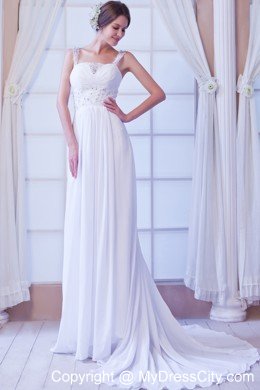 Appliques with Beading Empire Chiffon Wedding Dress with Straps