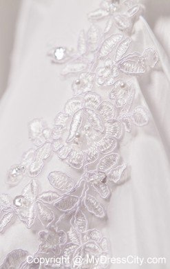 A-line Strapless Chiffon Appliques Wedding Dress with Court Train