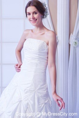 Taffeta and Sequins Strapless A-line Ankle-length Bridal Gown