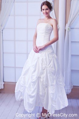 Taffeta and Sequins Strapless A-line Ankle-length Bridal Gown