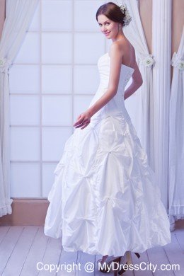 Taffeta and Sequins Strapless A-line Ankle-length Bridal Gown