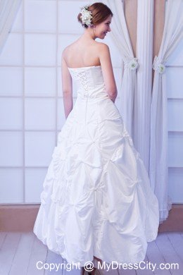 Taffeta and Sequins Strapless A-line Ankle-length Bridal Gown