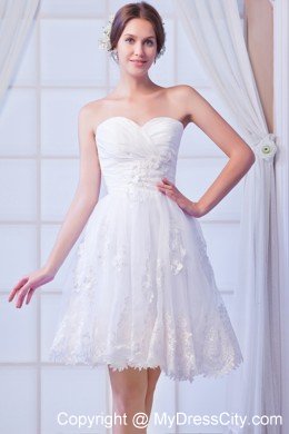 Sweetheart A-line Mini-length Organza Bridal Dress with Appliques