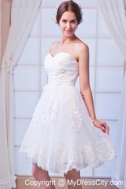 Sweetheart A-line Mini-length Organza Bridal Dress with Appliques