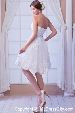 Sweetheart A-line Mini-length Organza Bridal Dress with Appliques