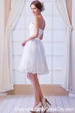 Sweetheart A-line Mini-length Organza Bridal Dress with Appliques