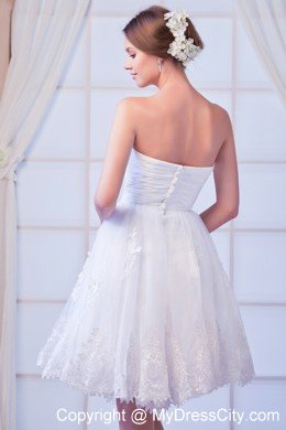 Sweetheart A-line Mini-length Organza Bridal Dress with Appliques