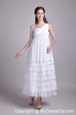 Tiered One Shoulder Ankle-length Maternity Wedding Dress