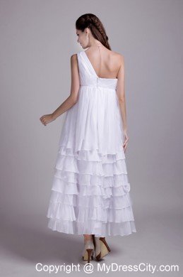 Tiered One Shoulder Ankle-length Maternity Wedding Dress