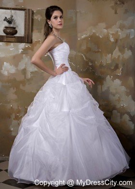 Ball Gown Strapless Taffeta and Organza Pick-ups Wedding Gown