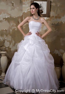 Ball Gown Strapless Taffeta and Organza Pick-ups Wedding Gown