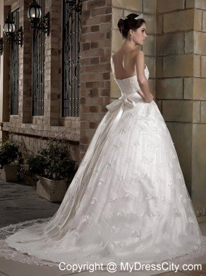 Taffeta and Lace Gorgeous Belt A-line Sweetheart Wedding Dress