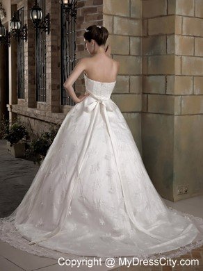 Taffeta and Lace Gorgeous Belt A-line Sweetheart Wedding Dress