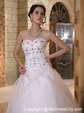 Embroidery Sweetheart Taffeta and Tulle Church Wedding Dress