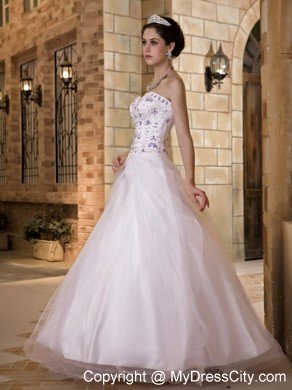 Embroidery Sweetheart Taffeta and Tulle Church Wedding Dress