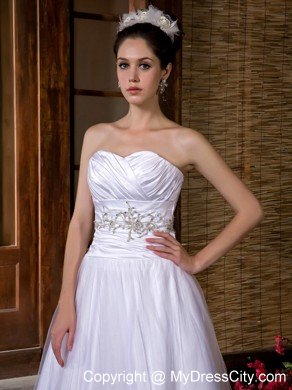 Sweetheart Floor-length Taffeta and Tulle Appliques Bridal Dress