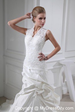 Elegant Mermaid Lace Pick-ups V-neck Wedding Anniversary Dress