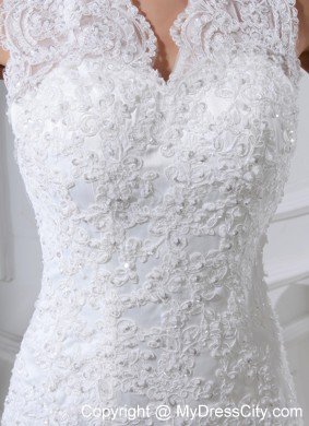 Elegant Mermaid Lace Pick-ups V-neck Wedding Anniversary Dress