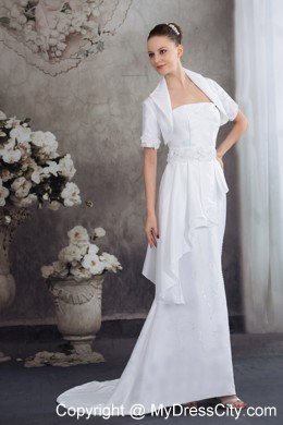 Strapless Column Beading and Appliques Wedding Dress with Jacket