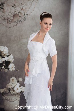 Strapless Column Beading and Appliques Wedding Dress with Jacket