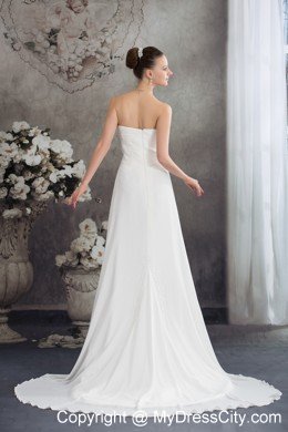 Beaded Decorate Empire Sweetheart Court Train Bridal Dress