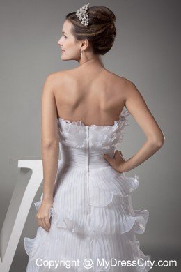 Ruffles Layered Column Pleats Strapless Long Wedding Gown