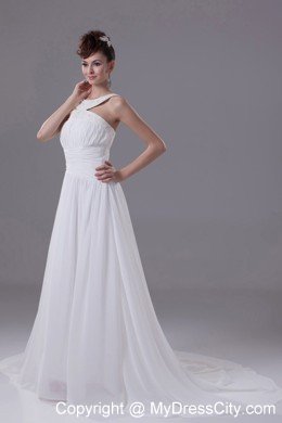 Princess Beading Criss Cross Wedding Dress with Jeweled Neckline