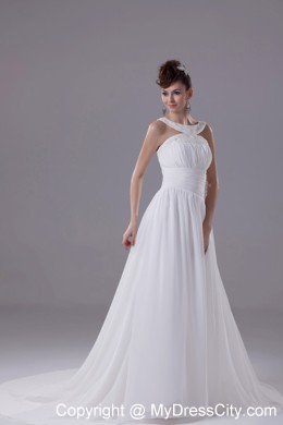 Princess Beading Criss Cross Wedding Dress with Jeweled Neckline