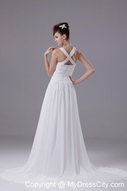 Princess Beading Criss Cross Wedding Dress with Jeweled Neckline