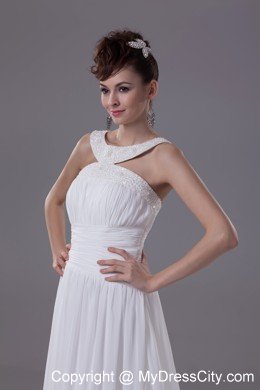 Princess Beading Criss Cross Wedding Dress with Jeweled Neckline