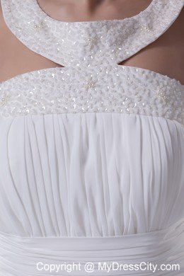 Princess Beading Criss Cross Wedding Dress with Jeweled Neckline