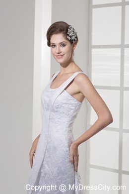 Modern Square Neck Lace Court Train Wedding Anniversary Dress