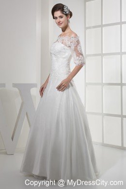 Off The Shoulder Princess Lace Wedding Dress with Half Sleeves