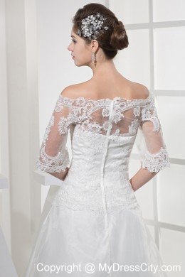 Off The Shoulder Princess Lace Wedding Dress with Half Sleeves