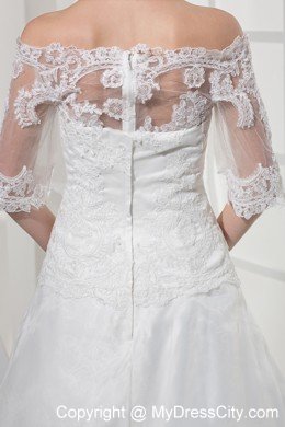 Off The Shoulder Princess Lace Wedding Dress with Half Sleeves